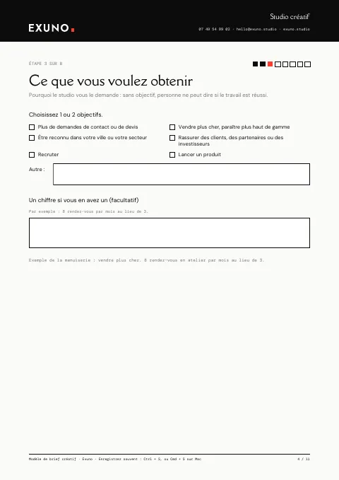 L'étape 3 du modèle, avec l'exemple de la menuiserie