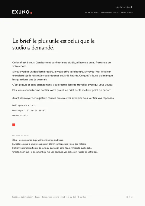 La dernière page du modèle